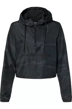 Independent Trading Co. Женская легкая укороченная ветровка с застежкой-молнией на четверть длины, цвет black camo