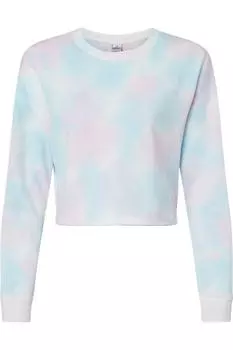 Independent Trading Co. Женский легкий укороченный свитер Crew, цвет tie dye cotton candy