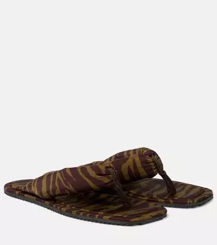 Инди-сандалии-танга в зебровом принте The Attico, Dark Green/ Dark Brown