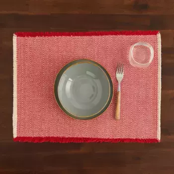 Индивидуальная скатерть из хлопка El Corte Ingls Herringbone, красный