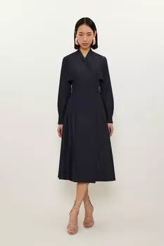 Индивидуальное джинсовое платье с плиссированной юбкой и вставками Karen Millen, синий