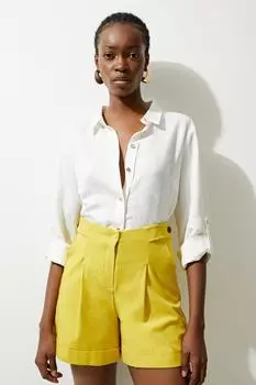 Индивидуальные шорты из вискозы и эластичного хлопка с язычками на талии Karen Millen, желтый