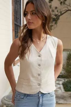 Индивидуальный джинсовый жилет «Принцесса» Threadbare, белый