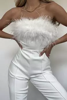 Индивидуальный комбинезон премиум-класса с перьями MISSPAP, белый