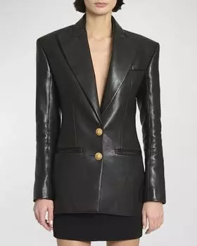 Индивидуальный кожаный пиджак Balmain, цвет Black