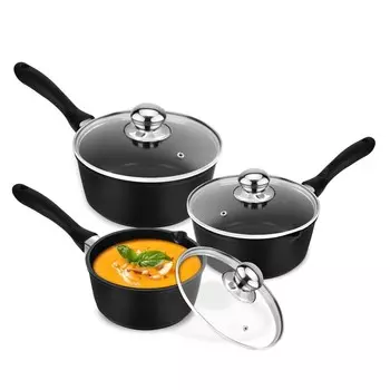 Индукционная кастрюля, 3 кастрюли с крышками, диаметр 16/18/20 см, молочник, кастрюля, съемная ручка, кастрюля с антипригарным покрытием, кастрюля, небольшая кастрюля для всех индукционных моделей Homelux