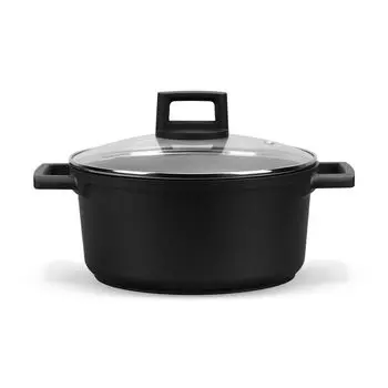 Индукционная кастрюля Homelux диаметром 20 см со стеклянной крышкой, кастрюли объемом 2,6 л с антипригарным покрытием, подходят для всех плит (H-KCB20)