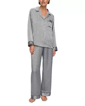 Инез Пижамный комплект из стираемого шелка с принтом, длинный Eberjey, мультиколор