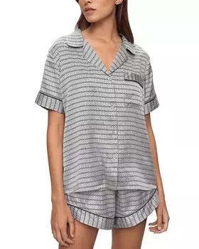 Инез Пижамный комплект из стираемого шелка с принтом, шорты Eberjey, мультиколор