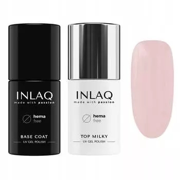 INLAQ Top Milky Hybrid Nude No Wipe 6 мл + гибридная база HARD BASE 6 мл