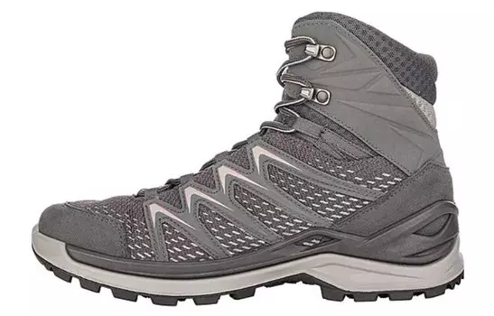 INNOX PRO Кроссовки для походов и треккинга женские с высоким берцем розового цвета Lowa, серый/розовый