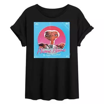 Инопланетянин Джуниора Большая футболка с рисунком Phone Home в стиле ретро Licensed Character, черный