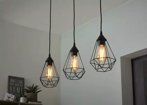 INSPIRE - металлический подвесной светильник BYRON 17,5 см - длина 79,5 см - 3 лампочки E27 по 60 Вт - черный