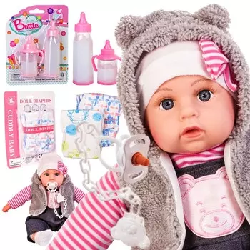 Интерактивная куколка говорит и поет по-польски + соска, бутылочка PAMPERS Doris