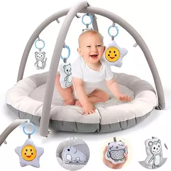 Интерактивный обучающий коврик для малышей с перекладиной и игрушками Серый 0 + Inna marka