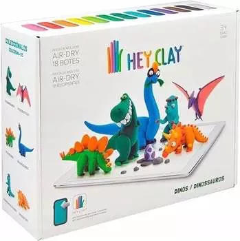 Интерактивный пластилин ДИНОЗАВРЫ /18 цветов/ креативное веселье / ЭЙ ГЛИНА Hey Clay