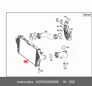 Интеркулер / ladeluftkuehler A0995002800 MERCEDES-BENZ