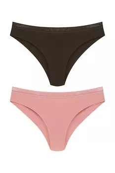 Интерлок, лазерная резка, сотовая резина, бразильские женские трусики, 2 предмета HNX, хаки-кремовый