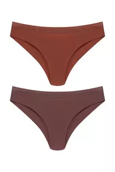 Интерлок, лазерная резка, сотовая резина, бразильские женские трусики, 2 предмета HNX, кэмел-коричневый
