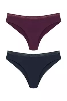 Интерлок, лазерная резка, сотовая резина, бразильские женские трусики, 2 предмета HNX, темно-сине-фиолетовый