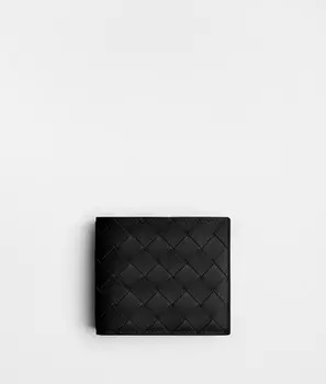 Intrecciato двойной кошелек с кошельком для монет Bottega Veneta, черный