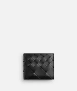 Intrecciato двойной кошелек с кошельком для монет Bottega Veneta, черный