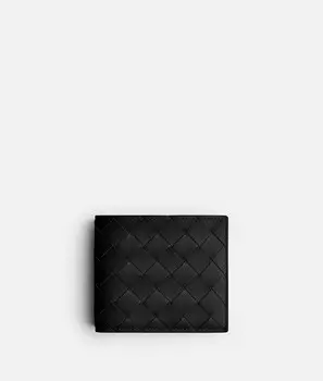 Intrecciato двойной кошелек с кошельком для монет Bottega Veneta, черный