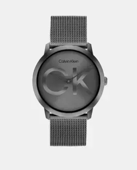 Intrigue 25300011 Серые мужские часы со стальной сеткой Calvin Klein, серый