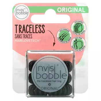 Invisibobble, Original, бесследное кольцо для волос, черный, 3 шт. В упаковке