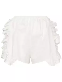Ioana Ciolacu хлопковые шорты с оборками и пионами, белый