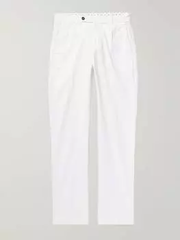 Ionio2 Прямые брюки из хлопка и габардина со складками MASSIMO ALBA, белый