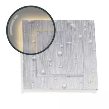 IP44 Светодиодное освещение ступенек DUPLEX из алюминия/серебра - квадратное для установки в коробку скрытого монтажа 68 мм - теплый белый 3000К - [освещение лестницы - встраиваемый настенный светильник - непрямой] Ledando