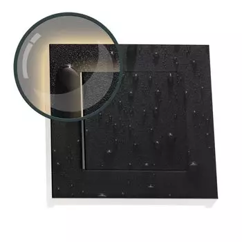 IP44 Светодиодное освещение ступенек DUPLEX из алюминия/антрацита - квадратное для установки в коробку скрытого монтажа 68 мм - теплый белый 3000К - [освещение лестницы - встраиваемый настенный светильник - непрямой] Ledando, черный