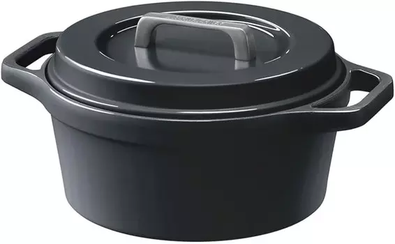 Iris Ohyama MKSN-S20 Hot Pot, безводная кастрюля, IH, совместима с газовым огнем, 7,9 дюйма (20 см), 6 в 1, экономит время на приготовлении, текстура и вкус, легкая, двуручная кастрюля, легкий уход, угольно-серый, Gray