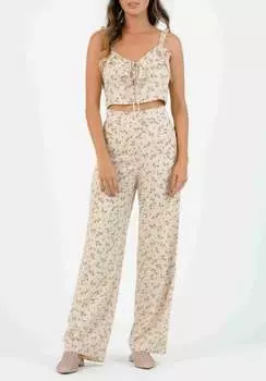 Iris Palazzo Цветочный принт Высокая талия Широкие брюки коричневого цвета LUCCA