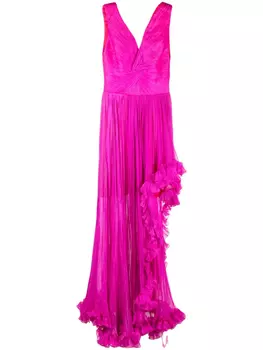 Iris Serban платье с V-образным вырезом и оборками, розовый
