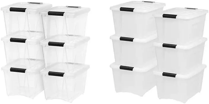 IRIS USA, Inc. TB-17 Складная и выдвижная коробка, 19 квартов, прозрачная, 6 упаковок TB-28 Складная и выдвижная коробка, 32 кварты, универсальный контейнер для хранения, 6 упаковок, жемчужный цвет, Pearl