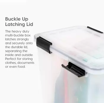 IRIS USA Weather Контейнеры для хранения Pro 63 Qt с крышками, 2 шт., пластиковая коробка с прокладкой, не содержащая BPA, с плотной защелкой и уплотнением, штабелируемая встраиваемая большая ванна - прозрачный/черный, Clear/Black