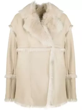 IRO дубленка со смещенной застежкой, нейтральный цвет