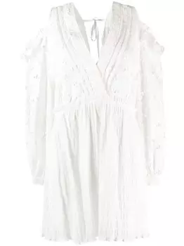 IRO платье с открытыми плечами и английской вышивкой, белый