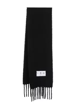 IRO шарф с нашивкой-логотипом и бахромой, черный