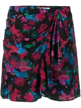 IRO шелковая юбка мини с цветочным принтом, черный