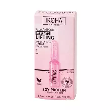 IROHA nature Instant Flash Lifting Face Ampoule лифтинг и укрепляющая ампула для лица с соевым протеином и гиалуроновой кислотой 1,5мл