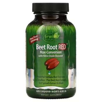 Irwin Naturals Beet Root RED Максимальная конверсия с ускорителем окиси азота 60 мягких капсул с жидким наполнителем