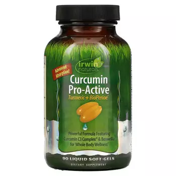 Irwin Naturals, Curcumin Pro-Active, куркума и биоперин, 90 мягких таблеток