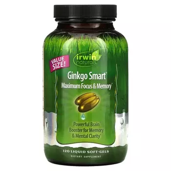 Irwin Naturals Экстракт гинго для памяти и внимания 120 гелевых капсул с жидким наполнителем