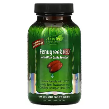 Irwin Naturals, Пажитник RED с бустером оксида азота, 60 желатиновых капсул