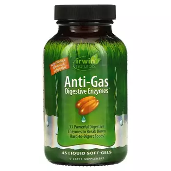 Irwin Naturals Пищеварительные ферменты для борьбы с газообразованием 45 мягких желатиновых капсул с жидкостью