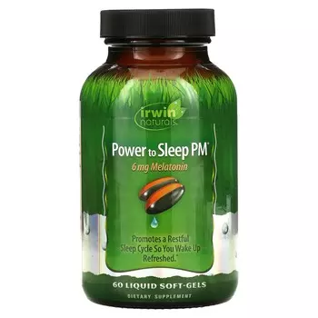 Irwin Naturals Power to Sleep PM 6 мг мелатонина 60 мягких таблеток с жидкостью