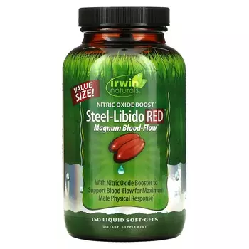 Irwin Naturals Steel-Libido Red усиленный кровоток 150 желатиновых капсул с жидким содержимым